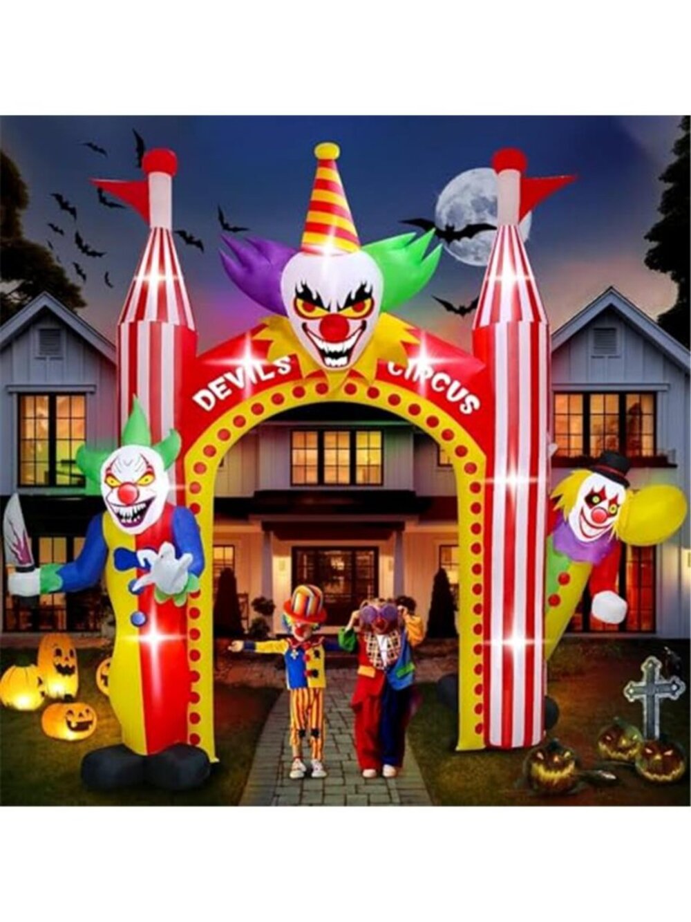 Kalolary 12 FT Halloween Inflatables Clown Archway Outdoor Decorations